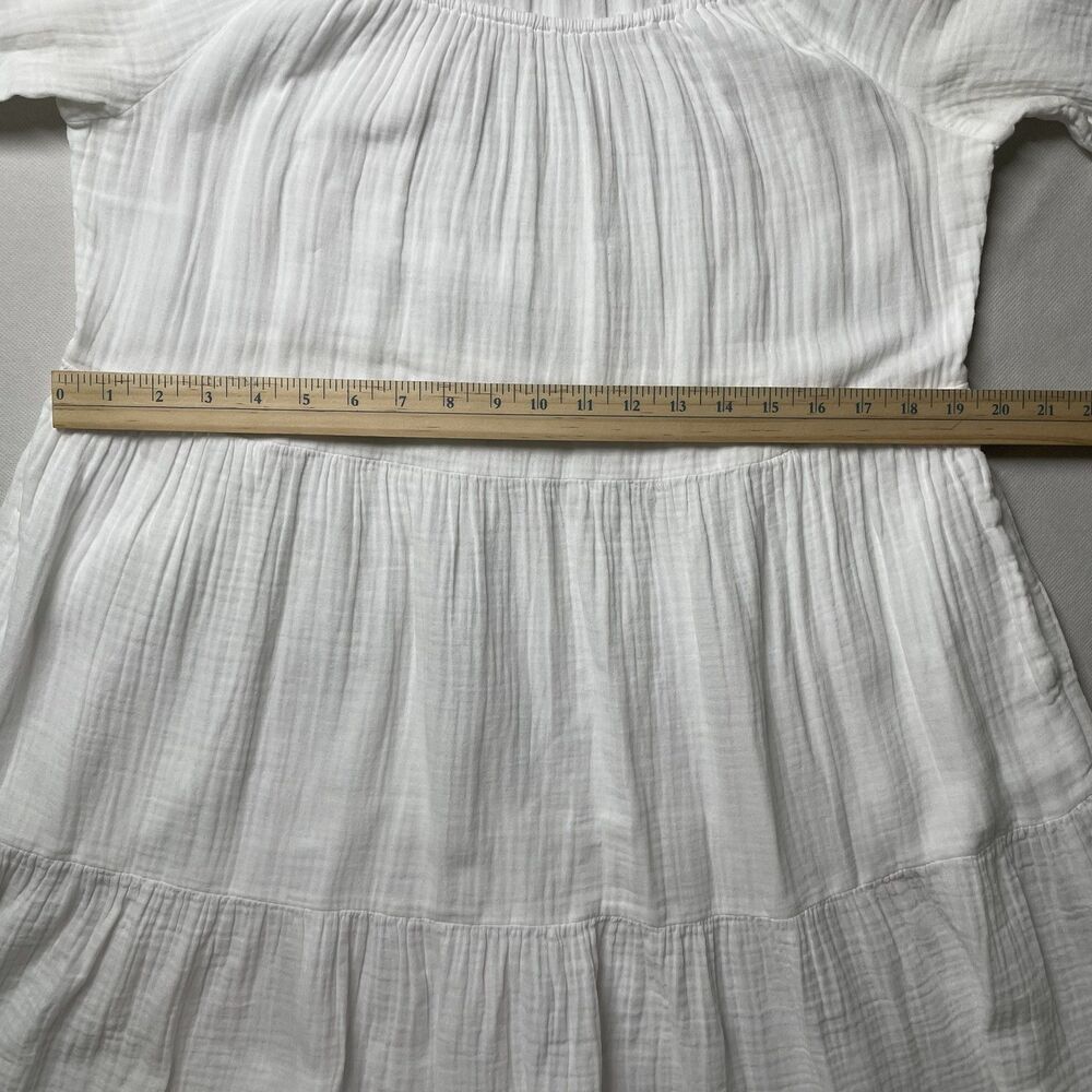 Old Navy White Tiered Shift Dress Puff Sleeve Gauze Women's Size L - Picture 9 of 12